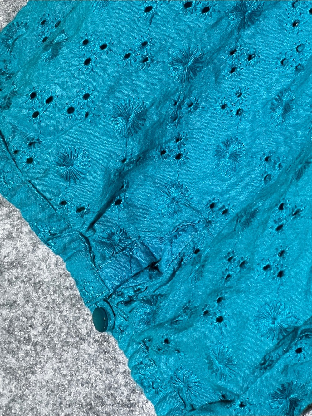 ULLA POPKEN Turquoise Cotton Eyelet A-Line Maxi Nightgown Plus Size 32/34 4X - Picture 7 of 12